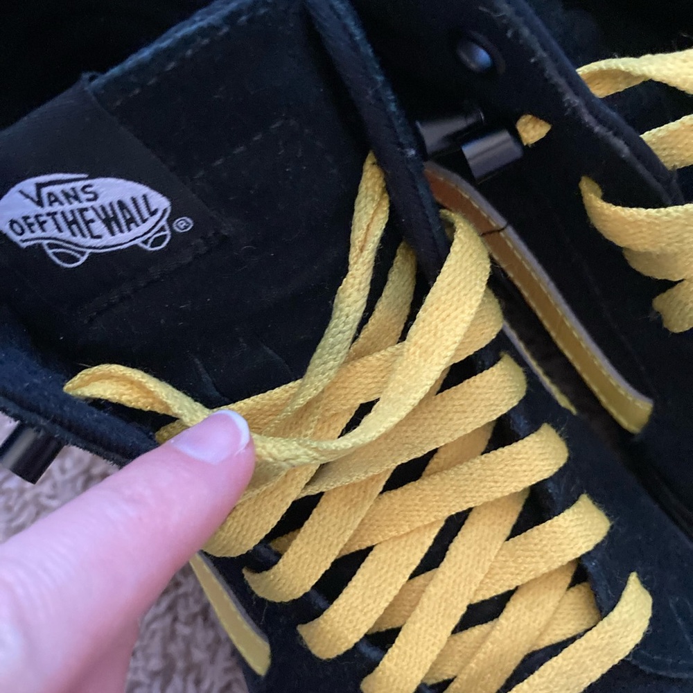 Vans Black and Yellow High-Top Sneakers - Picture 7 of 16